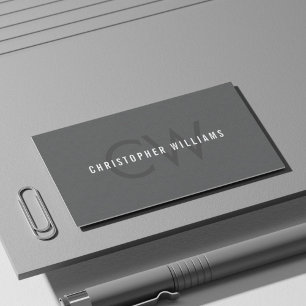 Modern Elegant Texture Grey  Monogram Consultant Business Card