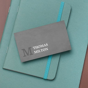 Modern Elegant Texture Grey Monogram Consultant Business Card