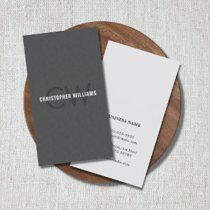 Modern Elegant Texture Grey Monogram Consultant Business Card