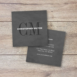 Modern Elegant Texture Grey Monogram Consultant Square Business Card