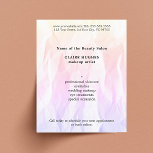Modern Elegant Texture Light Pink Makeup Artist Flyer
