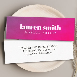 Modern Elegant Texture Purple Pink Makeup Artist Mini Business Card