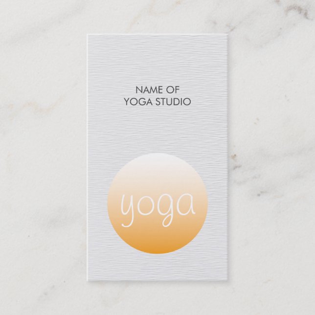 Modern Elegant Texture White Orang Yoga Instructor Business Card (Front)