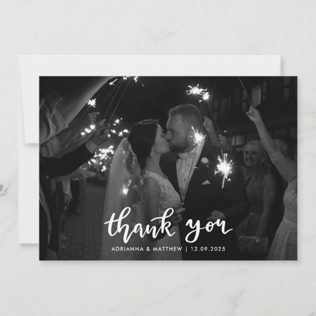 Modern Elegant Thank You Script Photo  Card (Front)