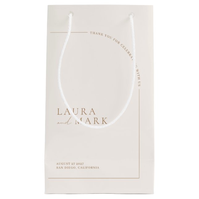 Modern Elegant Thank You Wedding Small Gift Bag (Front)
