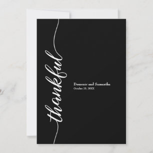 Modern Elegant "Thankful" Personalized Wedding Tha Thank You Card