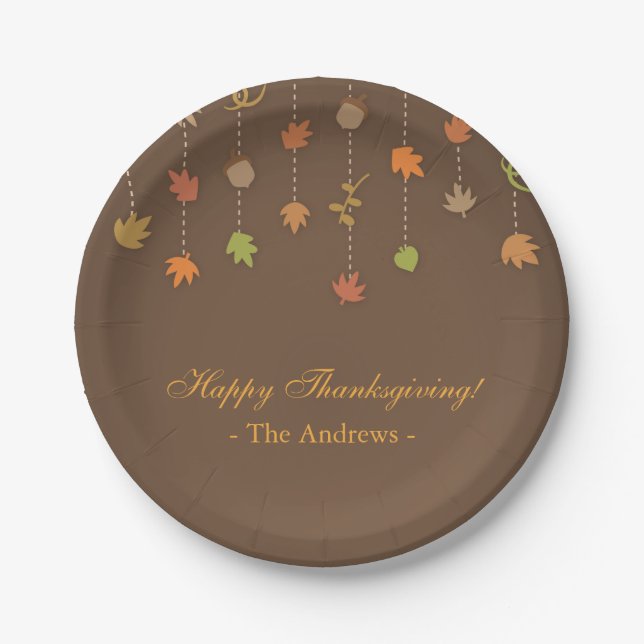 Modern Elegant Thanksgiving Party Supplies Paper Plate (Front)