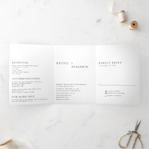 Modern Elegant Timeless Minimalist Classic Formal  Tri-Fold Card