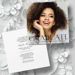Modern Elegant Transparent Text Grad Photo Announcement