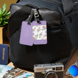 Modern Elegant Travel Soft Mauve Floral Luggage Tag