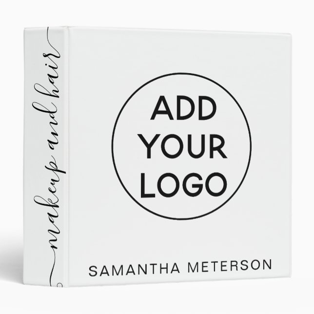 Modern elegant trendy logo black white makeup hair binder (Front/Spine)