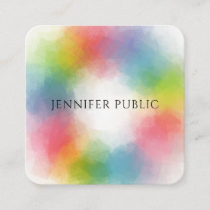 Modern Elegant Trendy Rainbow Colourful Template Square Business Card