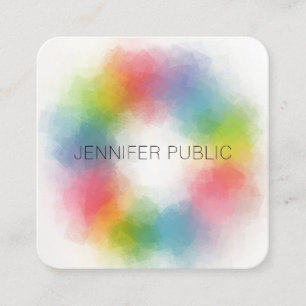 Modern Elegant Trendy Rainbow Colours Template Square Business Card
