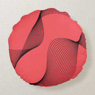 Modern, elegant, trendy, simple wavy illustration round pillow