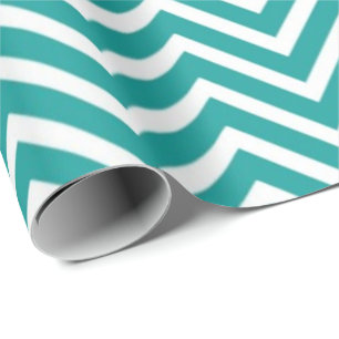 Modern, elegant, trendy  teal white  chevron wrapping paper
