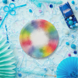 Modern Elegant Trendy Template Rainbow Colours Paper Plate