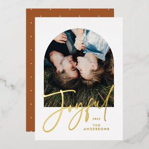 Modern elegant trendy typography rust 1 photo foil foil holiday card