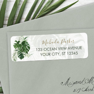 Modern Elegant Tropical Feuilles Adresse de retour