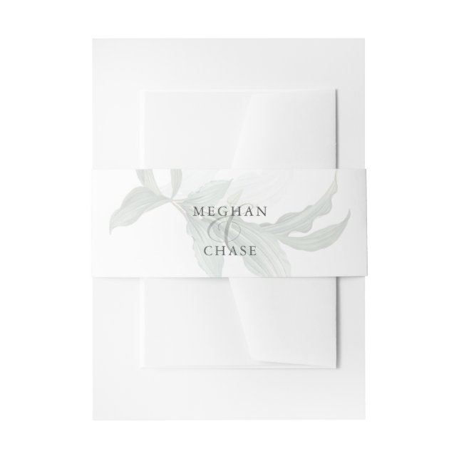 Modern Elegant Tropical Leaves Invitation Belly Band (Front Example)