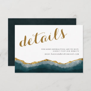 Modern Elegant Turquoise Gold Agate Wedding Detail Enclosure Card