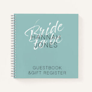 Modern Elegant Turquoise Mint Green Bridal Shower  Notebook