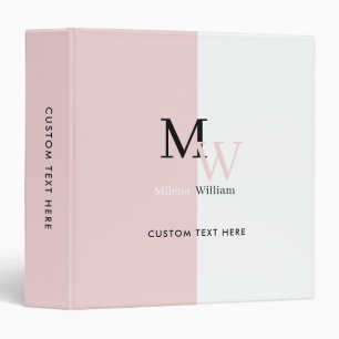 Modern Elegant Two Tone Monogrammed Binder