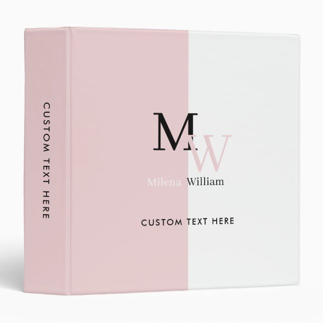 Modern Elegant Two Tone Monogrammed Binder (Front/Spine)