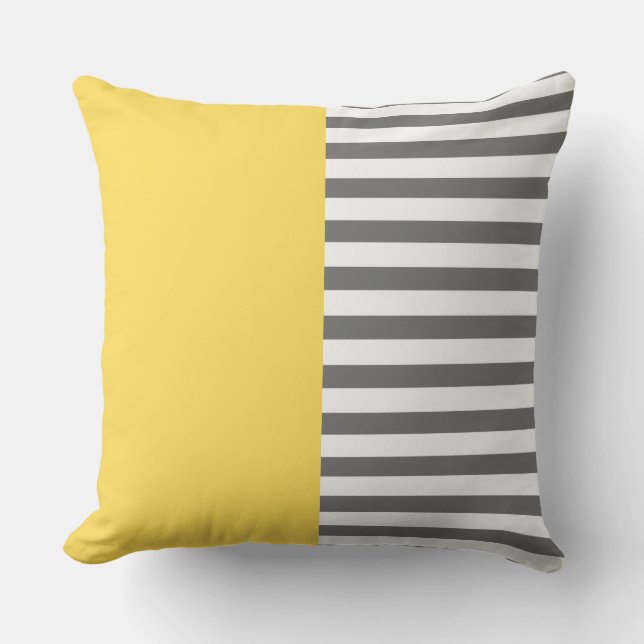 Modern elegant two tone two style stripes yellow  throw pillow (Front)