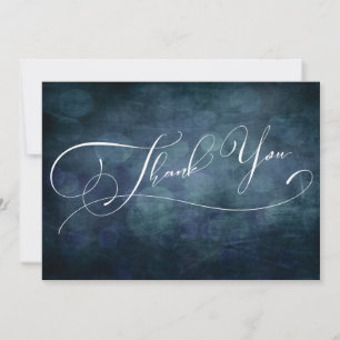 Modern Elegant Type & Lights Blue Green Teal Bokeh Thank You Card