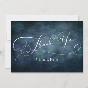 Modern Elegant Type & Lights Blue Green Teal Bokeh Thank You Card