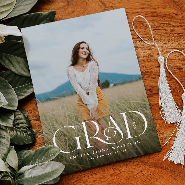 Modern Elegant Type Overlay Two Photo Graduation Announcement (Creator Uploaded)