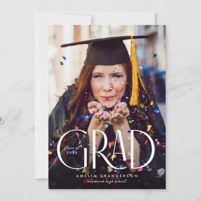 Modern Elegant Type Photo Graduation Invitation (Front)
