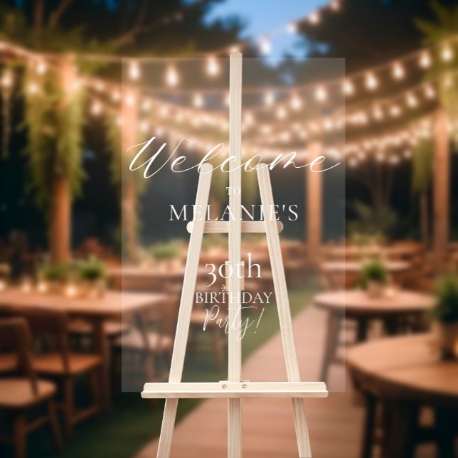 Modern Elegant Typographic Birthday Welcome Acrylic Sign (Modern Elegant Typographic Birthday Welcome Acrylic Sign
)