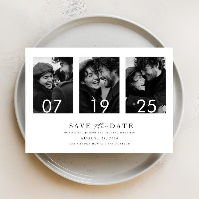 Modern Elegant Typography | 4 Photo Save the Date Invitation (Creator Uploaded)
