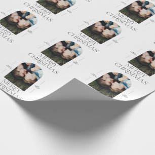 Modern elegant typography black + white christmas wrapping paper
