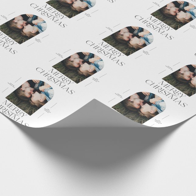 Modern elegant typography black + white christmas wrapping paper (Corner)