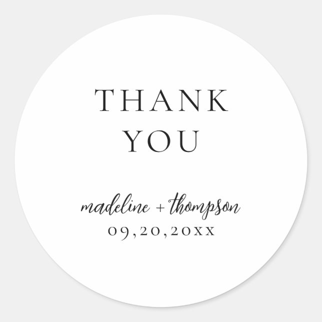 Modern Elegant Typography Calligraphy Wedding Classic Round Sticker (Front)