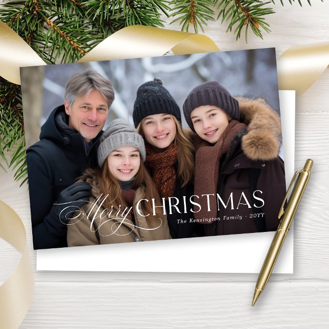 Modern Elegant Typography Christmas Holiday Photo Card (Modern Elegant Christmas Cards)