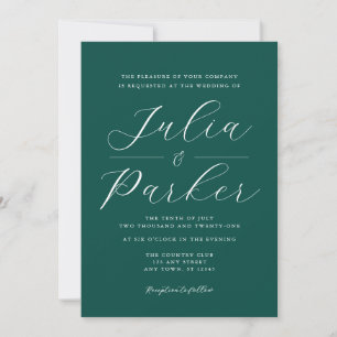 Modern Elegant Typography Emerald Green Wedding Invitation