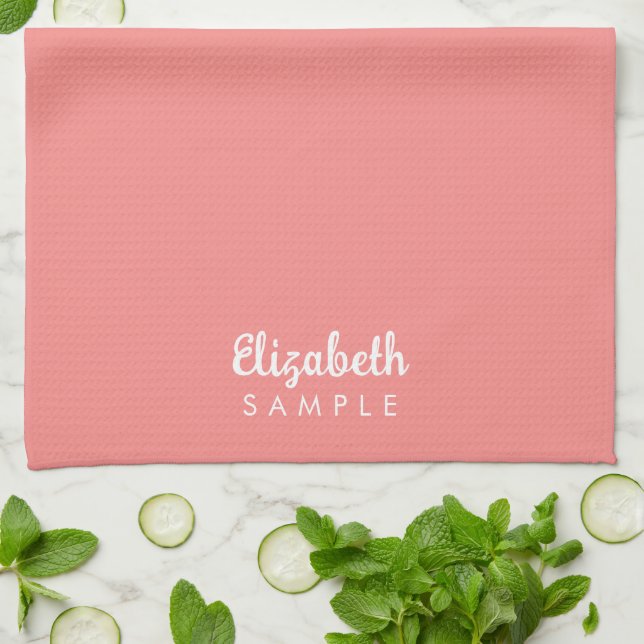 Modern Elegant Typography Name Best Peach Template Kitchen Towel (Folded)