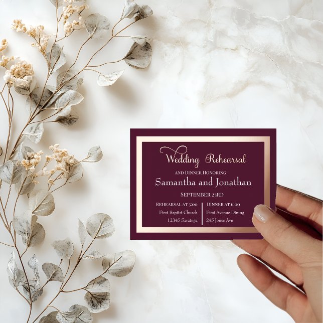 Modern Elegant Typography on Purple Rose Gold Invitation Belly Band (Creator Uploaded)