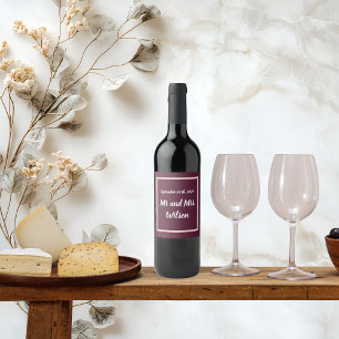 Modern Elegant Typography on Purple Rose Gold wine Wine Label