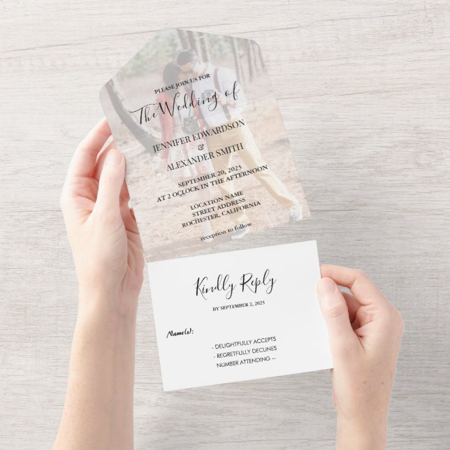 Modern elegant typography photo all in one invitation (Tearaway)