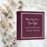 Modern Elegant Typography Purple Rose Guest Book Binder<br><div class="desc">This chic wedding collection features modern typography of calligraphy.   It has a simple rose gold frame.  This rose gold on trendy purple set is simple but elegant and trendy.</div>
