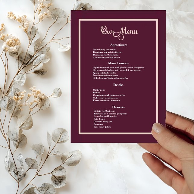 Modern Elegant Typography Rose Gold Dinner Menu (Creator Uploaded)