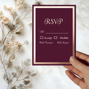 Modern Elegant Typography Rose Gold RSVP Card