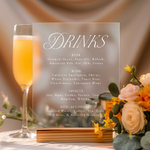 Modern Elegant Typography Wedding Drink Menu Acrylic Sign