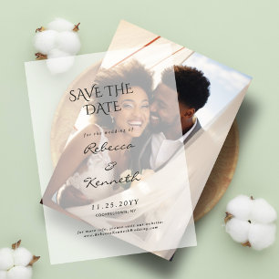 Modern Elegant Typography Wedding Save The Date Vellum Invitations