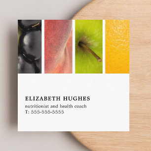 Modern Elegant Unique Fruits Nutritionist Coach Square Business Card