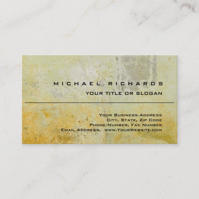 Modern Elegant Unique Plain Yellow Wall Mortar Business Card (Front)
